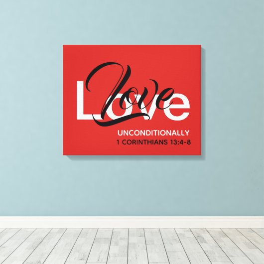 ONVOORWAARDELIJK Christelijke Bijbelscripts rood o Canvas Afdruk (Insitu (Houten vloer))