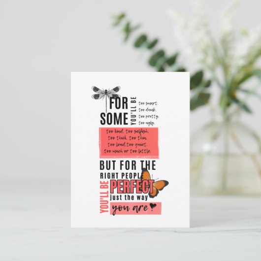 Onvoorwaardelijke liefde & acceptatie vriendschap briefkaart (Staand voorkant)