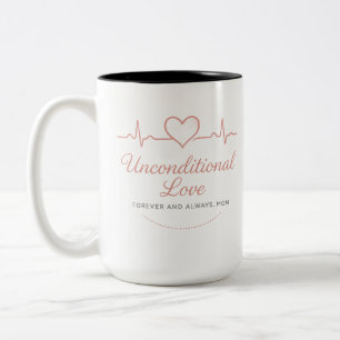 Onvoorwaardelijke liefde - Heartbeat Design tweeto Tweekleurige Koffiemok