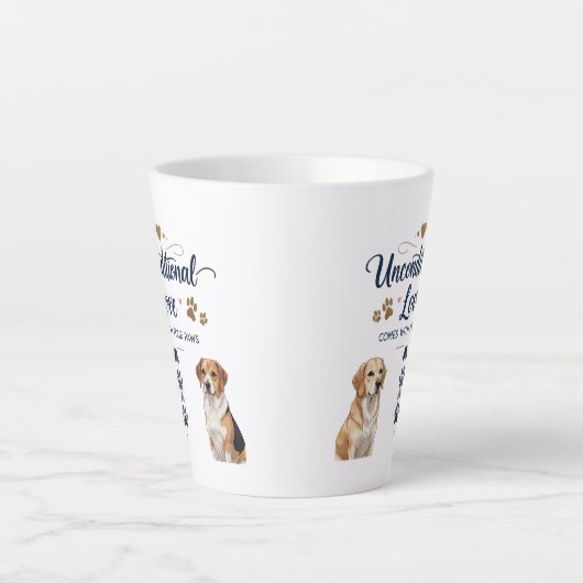 Onvoorwaardelijke liefde komt met vier poten - kle latte mok (Voorkant)