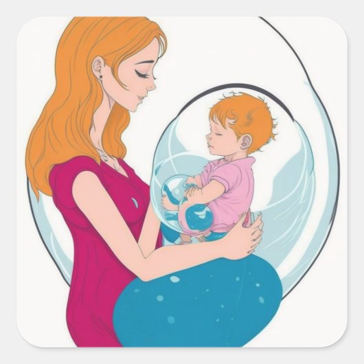 "Onvoorwaardelijke liefde: Moeder en Baby Liefde S Vierkante Sticker (Voorkant)