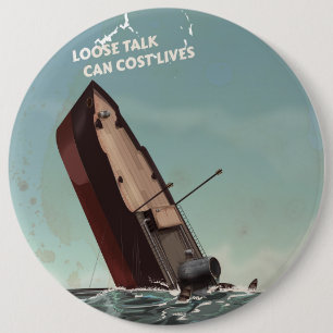 Onvoorzichtig praten kosten levens WW2 Poster Ronde Button 6,0 Cm