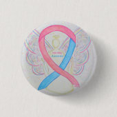 Onvruchtbaarheidwaakzaamheid Angel Blue & Pink Rib Ronde Button 3,2 Cm (Voorkant)