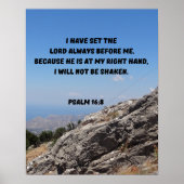 Onwankelbaar geloof in God Psalm 16:8 Bijbelvers Poster (Voorkant)