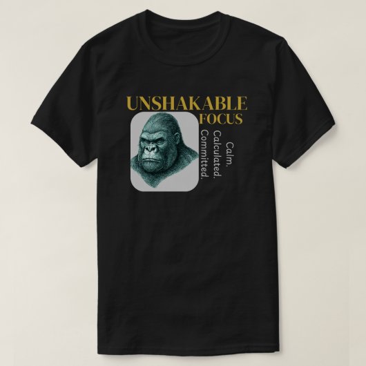 Onwankelbare Focus Gorilla – Elegante Discipline T-shirt (Design voorkant)