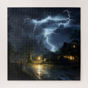 Onweer boven het dorp legpuzzel