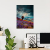 Onweer boven lavendelvelden - Dramatisch Poster (Thuiskantoor)
