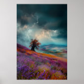 Onweer boven lavendelvelden - Dramatisch Poster (Voorkant)
