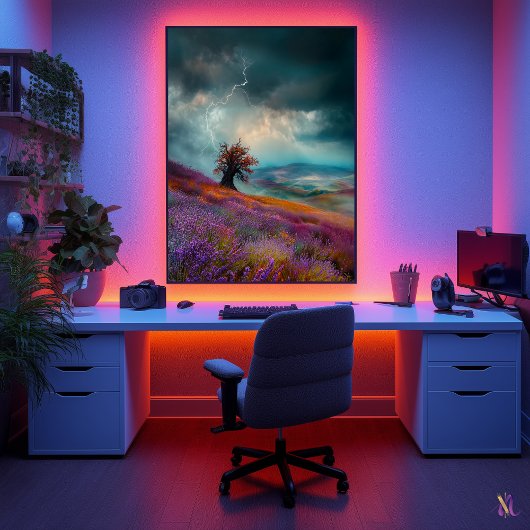 Onweer boven lavendelvelden - Dramatisch Poster