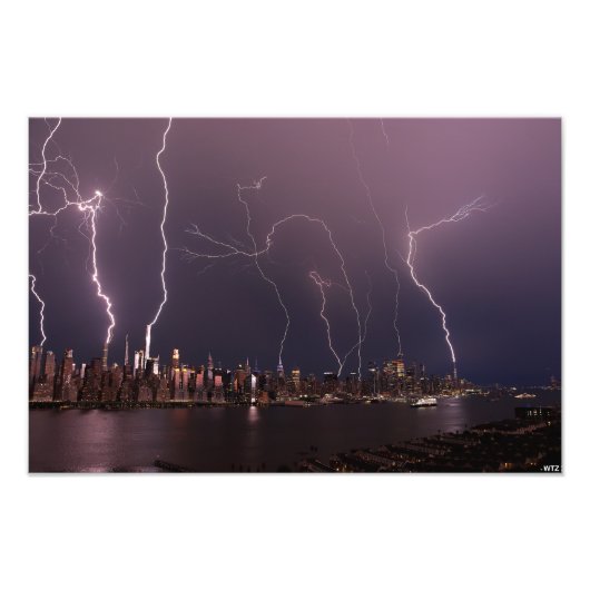Onweer boven Manhattan, NYC Foto Afdruk (Voorkant)
