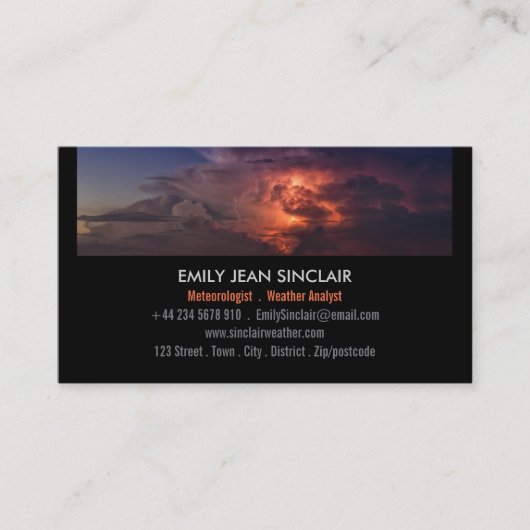 Onweer Strip Ontwerp, Meteoroloog Visitekaartje (Voorkant)