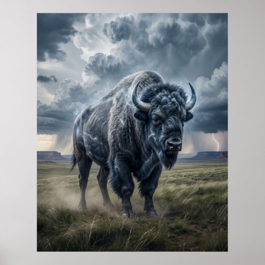 Onweers Bizon Storm Prairie Poster (Voorkant)