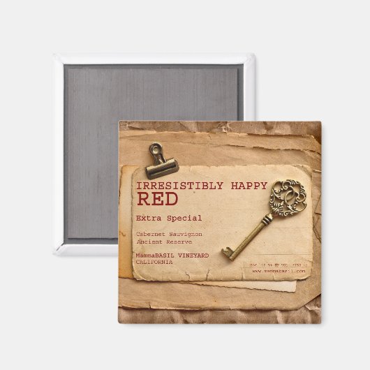Onweerstaanbaar Happy Red Wine Magnet. Magneet (Voorkant / Achterkant)