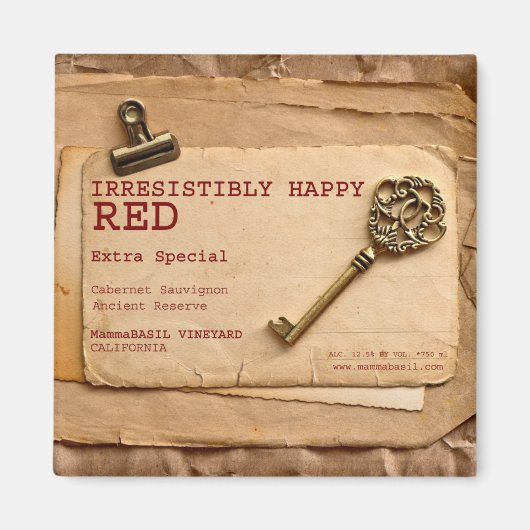 Onweerstaanbaar Happy Red Wine Magnet. Magneet (Voorkant)