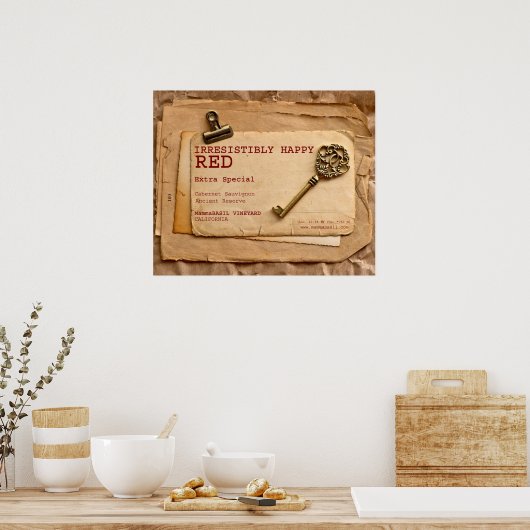 Onweerstaanbaar Happy Red Wine Poster! Poster (Keuken)