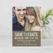 Onweerstaanbare aanvraag Foto opslaan Datum grijs Save The Date (Staand voorkant)