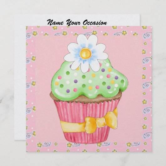 Onweerstaanbare cupcake uitnodigingen - SRF (Voorkant / Achterkant)