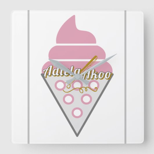 Onweerstaanbare ijsklok voor de muur van Ice Cream Vierkante Klok (Voorkant)