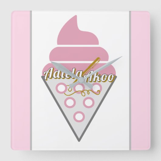 Onweerstaanbare ijsklok voor de muur van Ice Cream Vierkante Klok (Voorkant)