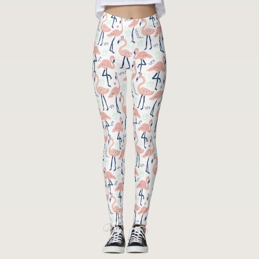 Onweerstaanbare roze flamingos leggings (Voorkant)