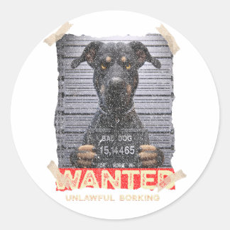 Onwettig Geblaf: De Dobermanns Strenge Waarschuwin Ronde Sticker