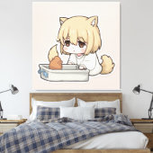 Onwillige Litterbox Duty Stretched Canvas Print (Insitu (Slaapkamer))