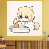 Onwillige Litterbox Duty Stretched Canvas Print (Insitu (Woonkamer))