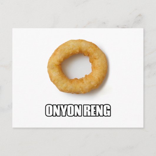 ONYON RENG - Humorly misspeld uien Ring Briefkaart (Voorkant)