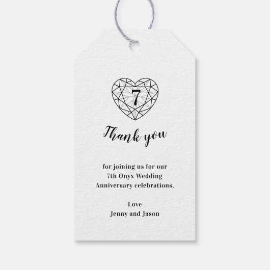 Onyx 7th bruiloft labels cadeaulabel (Achterkant)