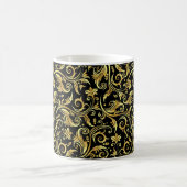 Onyx Black Golden Scrollwork Koffiemok (Center)
