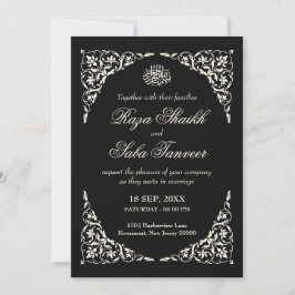 Onyx Black Islamic Wedding Kaart