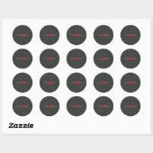Onyx Black Red Monogram Modern Minimalist Ronde Sticker (Vel)