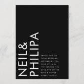 Onyx Black Ultra Modern Bold NAMES Eenvoudig huwel Kaart (Voorkant)