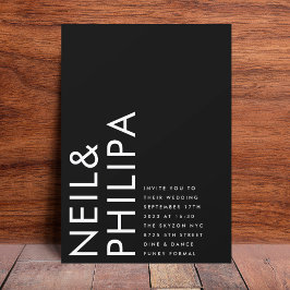 Onyx Black Ultra Modern Bold NAMES Eenvoudig huwel Kaart