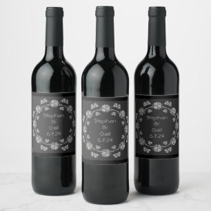 Onyx Black Velvet Chalkboard Grunge Wijn Etiket