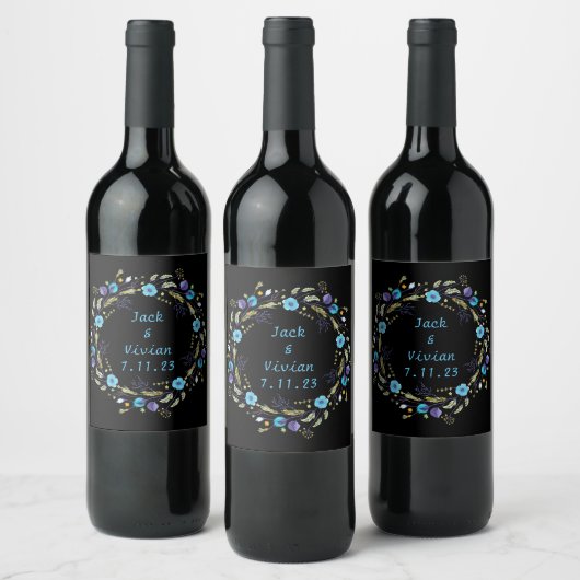 Onyx Black Velvet | Chalkboard Grunge  Wijn Etiket (Flessen)
