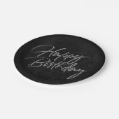 Onyx Black Velvet | Grunge Happy Birthday-script Papieren Bordje (Gekanteld)