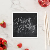 Onyx Black Velvet | Grunge Happy Birthday-script Servetten (Insitu)