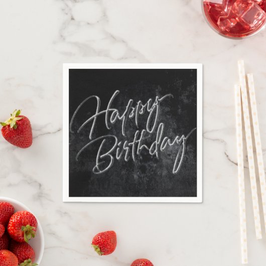 Onyx Black Velvet | Grunge Happy Birthday-script Servetten (Insitu)
