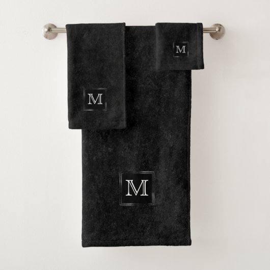 Onyx Black Velvet | Monogram karton Bad Handdoek (Insitu)