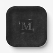 Onyx Black Velvet | Monogram karton Papieren Bordje (Voorkant)