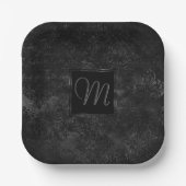 Onyx Black Velvet | Monogram karton Papieren Bordje (Voorkant)