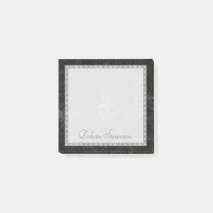 Onyx Black Velvet   Monogram karton Post-it® Notes