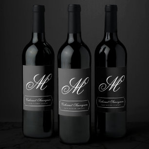 Onyx Black Velvet   Monogram karton Wijn Etiket