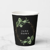 Onyx Botanische Eucalyptus Elegante Bruidsdouche Papieren Bekers (Achterkant)
