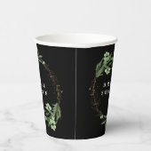 Onyx Botanische Eucalyptus Elegante Bruidsdouche Papieren Bekers (Rechts)