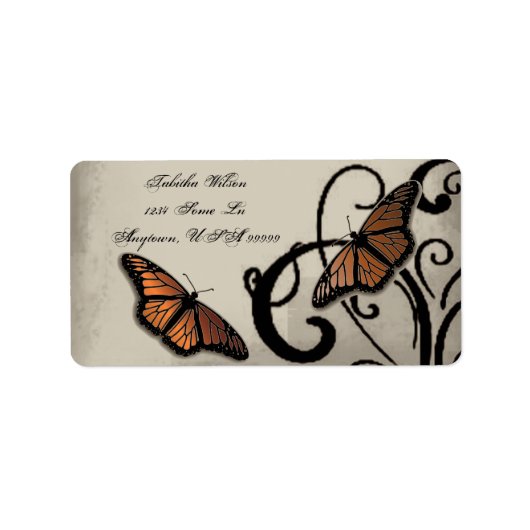Onyx Butterfly Swirl Address Label (Voorkant)