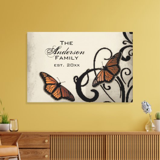 Onyx Butterfly Swirl Family Wrapped Canvas (Insitu (Woonkamer))