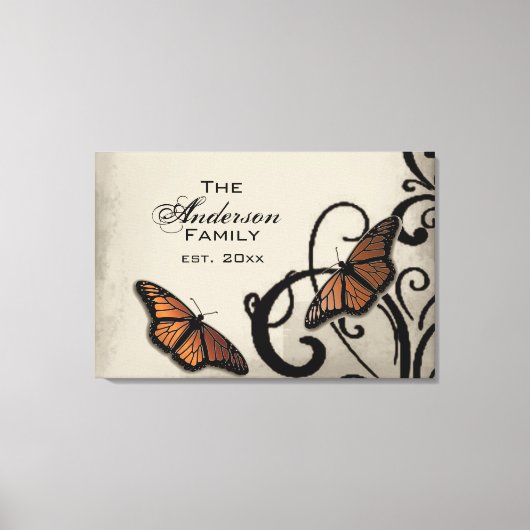 Onyx Butterfly Swirl Family Wrapped Canvas (Voorkant)