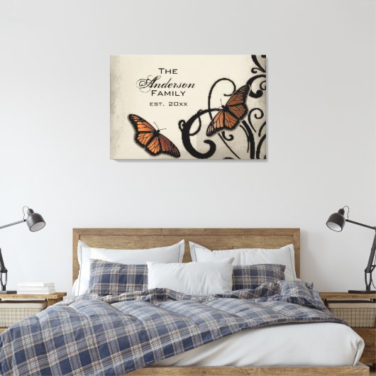 Onyx Butterfly Swirl Family Wrapped Canvas Afdruk (Insitu (Slaapkamer))